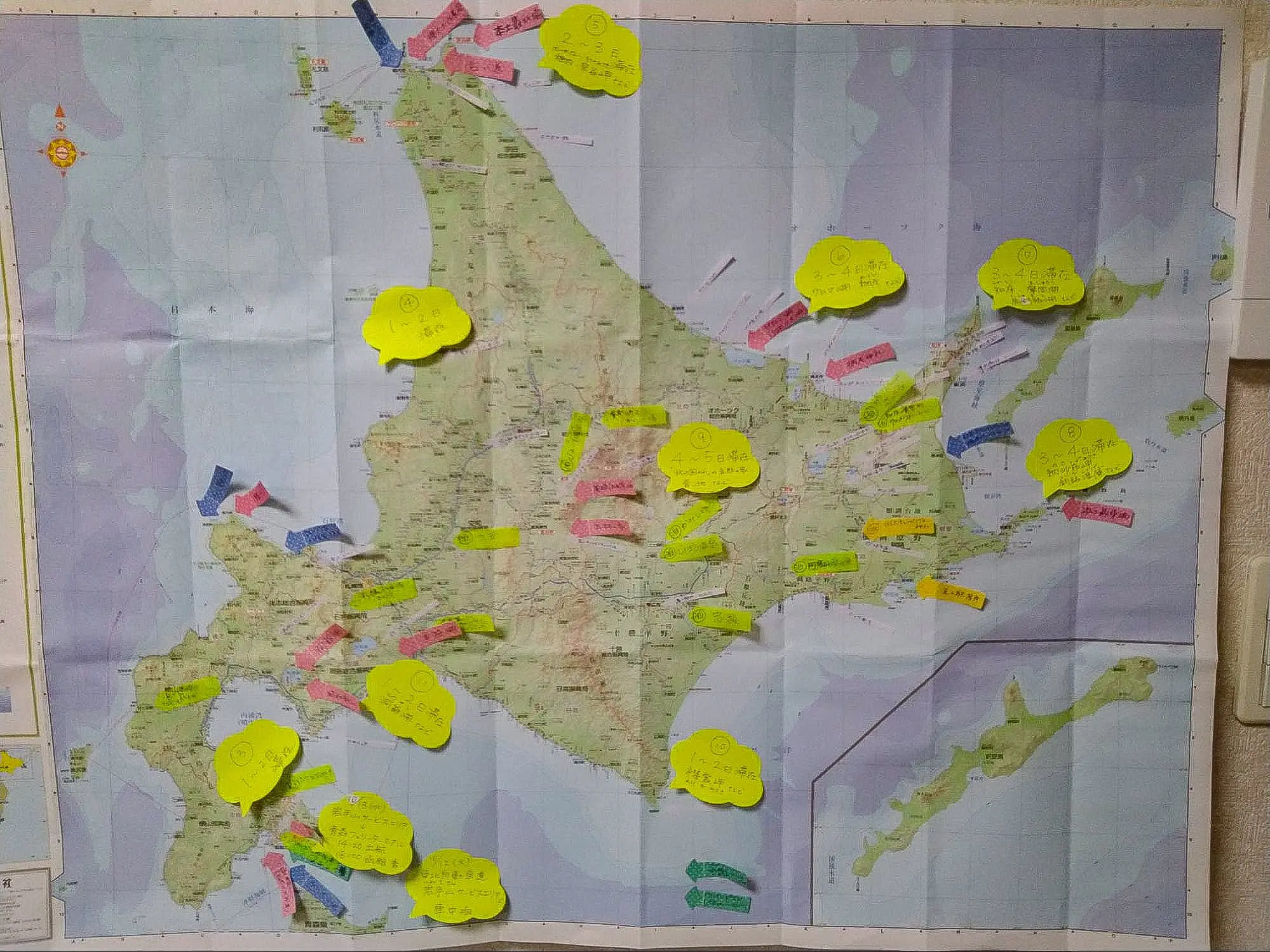 行きたいところ、食べたいものでいっぱいな北海道の地図